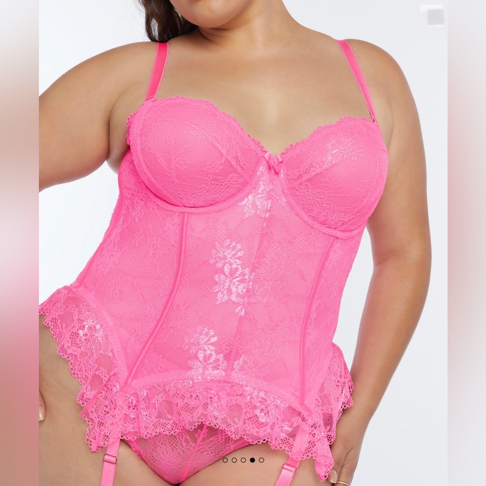 NWT Iridescent Hot Pink Lace Corset 3X